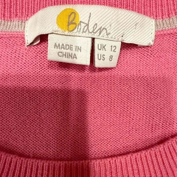 Boden Pink Wool Crew Neck Sweater with puff shoulders - Picture 2 of 5